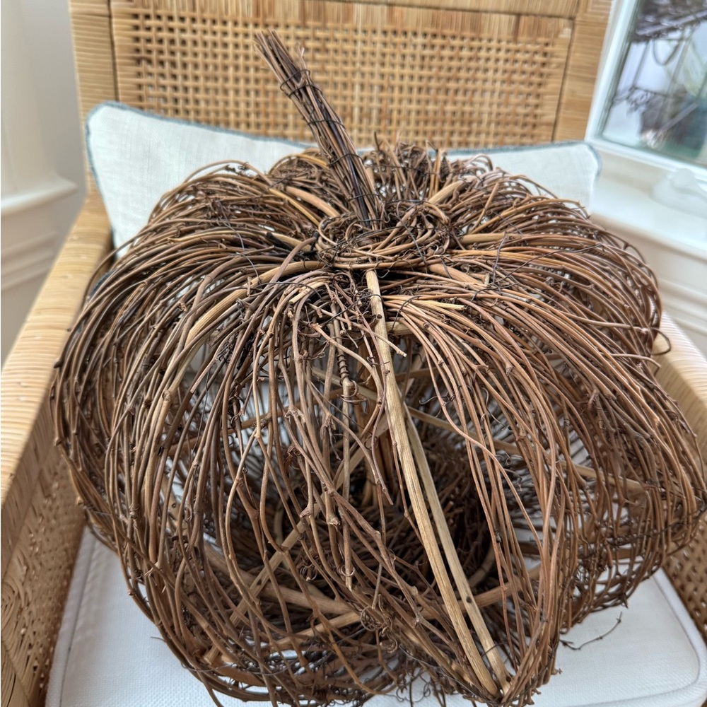 Rustic Brown Wicker Pumpkin Decor